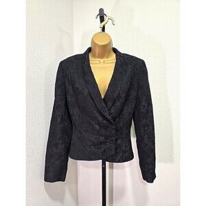 Luxe Old Money Victorian Elegant Black WhimsiGoth Brocade Tapestry Blazer Size 6